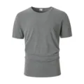 Uomo Casual Solido Grigio Manica Corta Collo Rotondo T-Shirt Sportiva Nuovo Top - Taglia S / Top / Grigio