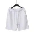 Men's white casual jacquard shorts summer loose streetwear drawstring beach sportswear. - S / White