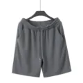 Men summer casual jacquard textured sports loose trendy beach shorts in dark grey color. - S / Gray