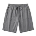 Short Decontracté Homme Lin Été Plage Respirant Couleur Unie Cordon Élastique - S / Gris foncé