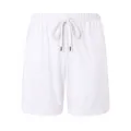 Men's casual drawstring shorts summer loose fit retro textured comfortable mid-length trousers - S / White