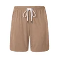 Mens casual drawstring shorts summer retro textured loose fit straight leisure sportswear - Khaki