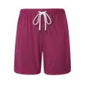 Men's summer casual drawstring shorts, retro textured loose fit straight-leg sportswear. - Rose Red