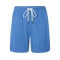 Men's casual blue shorts with vintage texture and comfortable adjustable white drawstring waist. - Sapphire Blue