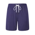 Men's summer casual drawstring shorts, purple vintage textured straight fit athletic shorts. - Navy Blue