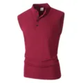 Men's ribbed knit sleeveless tank top, slim fit summer athletic casual shirt in wine red. - S / Tops / Dark Red