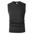 Canotta uomo tinta unita asciugatura rapida senza maniche fitness sport nero vestibilità slim. - Taglia S / Top / Nero