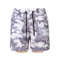 Short de sport camouflage double couche pour homme avec cordon de serrage réglable. - S / Bas / Camouflage Gris Clair