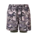 Shorts de sport camouflage double couche pour hommes respirants fitness avec cordon - S / Bas / Camouflage Vert Armée