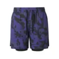 Short de sport camouflage violet pour homme, short de course double couche très respirant. - S / Bas / Camouflage Bleu Noir