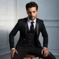 Detailed view of the elegant black 3-piece tuxedo suit featuring a sophisticated shawl lapel. - XXS / Top And Bottom / Black