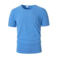 T-shirt uomo collo tondo manica corta melange blu top casual estivo base - Taglia S / Top / Blu zaffiro
