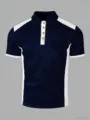 Chemise polo homme manches courtes couleur contrastée slim fit casual business été - S / Bleu marine