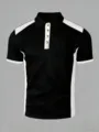 Chemise polo homme manches courtes bloc couleur coupe slim decontractee detail haut - S / Noir