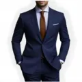 Herren Slim Fit dunkelblauer Anzug zweiteilig formelle Business-Kleidung für Bräutigam - US Größe M / Oberteil und Hose / Marineblau