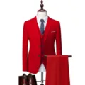Ανδρικό κόκκινο κοστούμι 3 τεμαχίων slim fit επαγγελματικό γάμου γαμπριάτικο στυλ - Μέγεθος ΗΠΑ/ΕΕ M / Κόκκινο