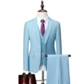 Costume 3 pièces bleu clair pour homme mariage affaires blazer gilet pantalon - Taille US/UE M / Haut Et Bas / Bleu ciel