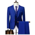 Costume 3 Pièces Bleu Roi Homme Affaires Casual Blazer Gilet Pantalon pour Mariage - Taille US/UE M / Haut Et Bas / Bleu Saphir