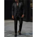 Μαύρο ανδρικό κοστούμι slim fit, σετ δύο τεμαχίων για γάμους και επαγγελματική χρήση. - Μέγεθος ΗΠΑ/ΕΕ XXS / Μαύρο