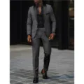 Ανδρικό κοστούμι slim fit σκούρο γκρι δύο τεμαχίων με πέτο για γάμο και επαγγελματικές εκδηλώσεις - Μέγεθος ΗΠΑ/ΕΕ XXS / σκούρο γκρι