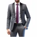 Men grey two-piece suit with black shawl lapel, slim fit groom wedding tuxedo for formal wear. - Dark Gray