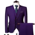 Costume d'affaires violet 3 pieces pour homme, blazer gilet pantalon pour mariage. - Taille US/UE M / Haut Et Bas / Violet