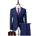 Ανδρικό Κοστούμι 3 Τεμαχίων Slim Fit Επαγγελματικό Γάμου Σκούρο Μπλε Παραλλαγή - Ναυτικό μπλε