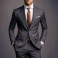 Herren Slim Fit Ein Knopf Anzug Zweiteiliger Business Hochzeit Bräutigam Stil Outfit - US Größe M / Oberteil und Hose / Dunkelgrau