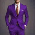 Herren figurbetont lila zweiteiliger Anzug EinKnopf Business Bräutigam Blazer Hose. - US Größe M / Oberteil und Hose / Dunkellila