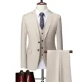 Costume d'affaires classique pour homme en beige trois pièces avec veste gilet et pantalon - Taille US/UE M / Haut Et Bas / Beige