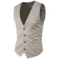 Men's stylish slim fit business suit waistcoat for formal and daily wear occasions - US Size M / Beige