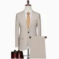 Herren schmale Passform Business Anzug Zweiteiler, eleganter Blazer und passende Hose. - US Größe M / Oberteil und Hose / Gebrochenes Weiß