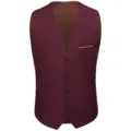 Men business slim fit dress waistcoat burgundy formal suit vest single breasted casual vest. - US Size M / Burgundy
