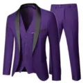 Costume Homme Violet 3 Pièces Slim Fit Mariage Affaires Smoking Veste Gilets - Violet