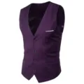Gilet de Costume Homme Violet Coupe Slim Affaires Casual Vêtement Formel Quotidien - Violet