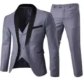 Élégant costume slim pour homme 3 pièces casual business pour mariage et bureau. - Gris clair