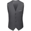 Gilet de Costume Homme Slim Business Casual Formel Gris Foncé Élégant pour Homme - Gris foncé
