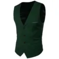 Gilet de Costume Homme Vert Foncé Affaires Coupe Slim Vêtement Formel Élégant Mode - Vert Militaire