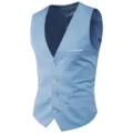 Gilet de costume homme bleu clair coupe slim business formel vetement mode elegante. - Bleu ciel