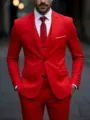 Costume rouge 3 pièces pour homme, blazer de mariage d'affaires slim classique gilet pantalon. - Rouge