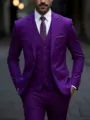 Costume violet 3 pièces pour homme, blazer formel casual business, gilet et pantalon. - Violet