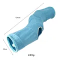S-shaped blue suede cat tunnel toy with 120cm length and 25cm diameter dimensions - Blue