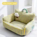 Thickened loop velvet pet bed in yellow stripes with cloud decoration for cats - Yellow Stripe + Cloud (Domino Stripe)
