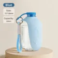 Portable light blue dog water bottle 300ml featuring silicone bowl and carry strap - 300ml Flip-Top Mini Water Bottle / Blue