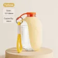 Portable pet water bottle in yellow, 300ml capacity for outdoor walking and travel - Flip-top Mini Style / Yellow