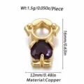 Cute gold-plated girl pendant with purple heart zircon for DIY jewelry accessories - Girl Figure (DBN144-08) / 1 Piece / Purple