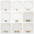 Cute boy and girl heart zircon pendants on gold-plated chains in various combinations - 5 Figures Necklace / 1 Piece / Gold