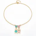 Elegant gold plated boy and girl pendants necklace with blue and pink heart zircons - 1 Necklace (Boy and Girl - Two)