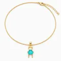 Gold-toned necklace featuring a cute boy pendant with vibrant turquoise heart stone - 1 Necklace (Blue Boy - Single)