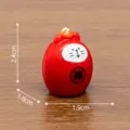 Miniature red lucky cat Daruma figurine with dimensions for dollhouse and desktop decor - Lucky Red Cat